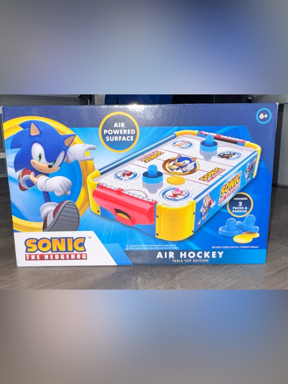 Sonic the Hedgehog Kids Air Hockey Table in Blue, Yellow & Red